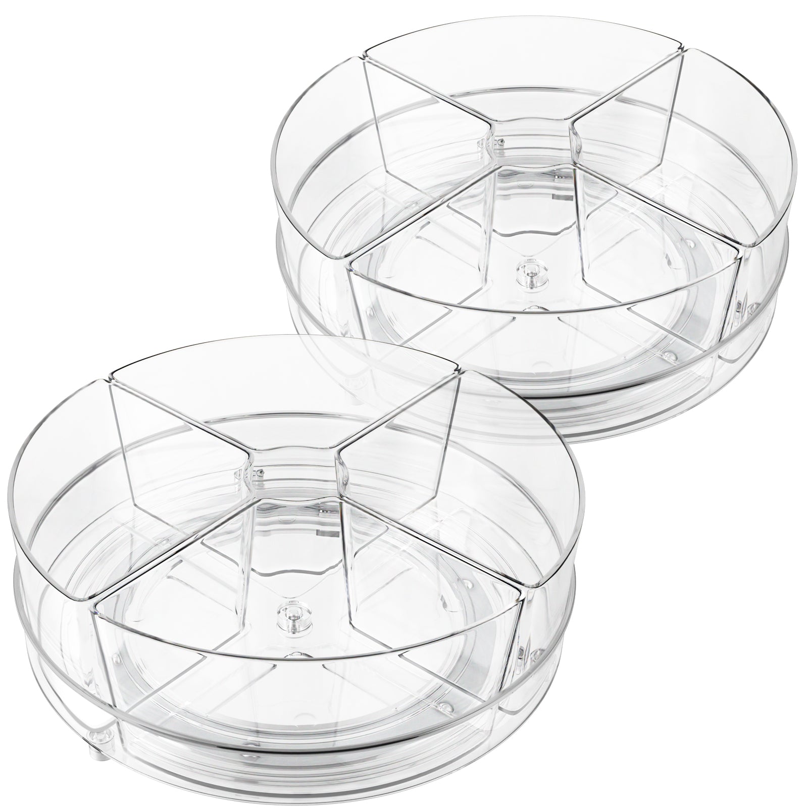 Slow Slog 9 inch Rotating Lazy Susan Organizer with 4 Removable Bins, Multi-Functional Turntable Storage for Fridge Kitchen Cabinet Vanity