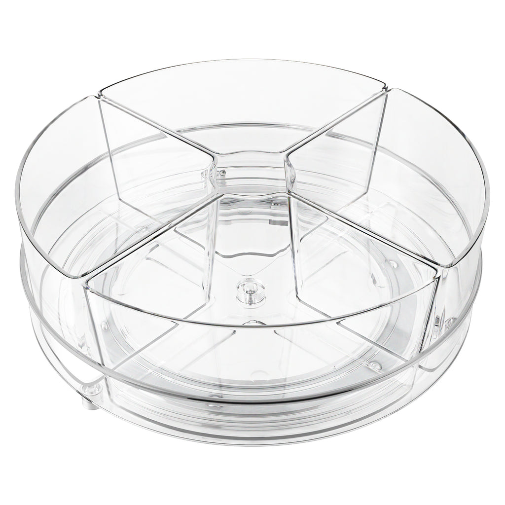 Slow Slog 9 inch Rotating Lazy Susan Organizer with 4 Removable Bins, Multi-Functional Turntable Storage for Fridge Kitchen Cabinet Vanity