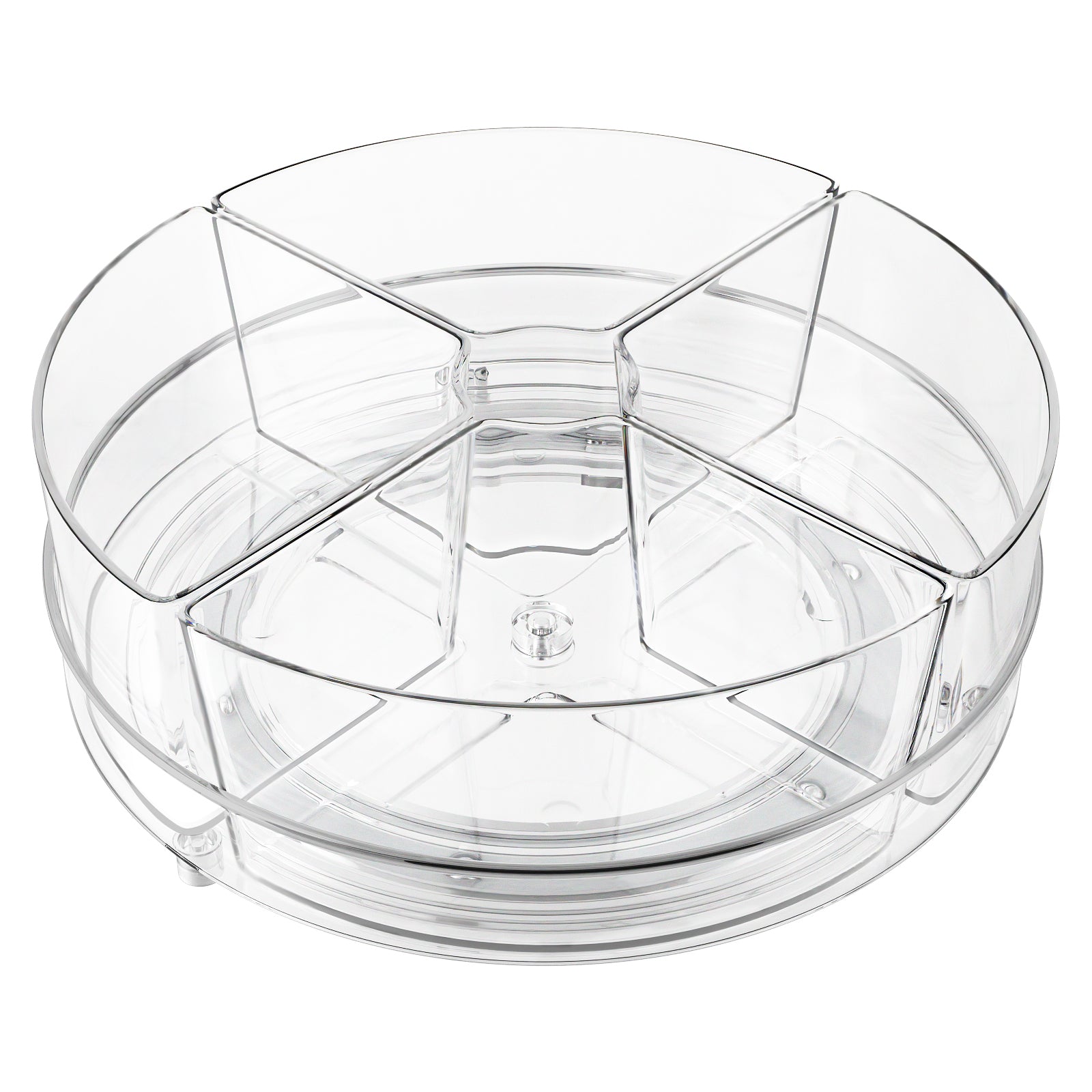 Slow Slog 9 inch Rotating Lazy Susan Organizer with 4 Removable Bins, Multi-Functional Turntable Storage for Fridge Kitchen Cabinet Vanity