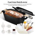 Dutch Oven for Sourdough Bread Baking and Supplies incl. Banneton, Bread Sling, Lame, Dough Whisk, Cast Iron Pot Set