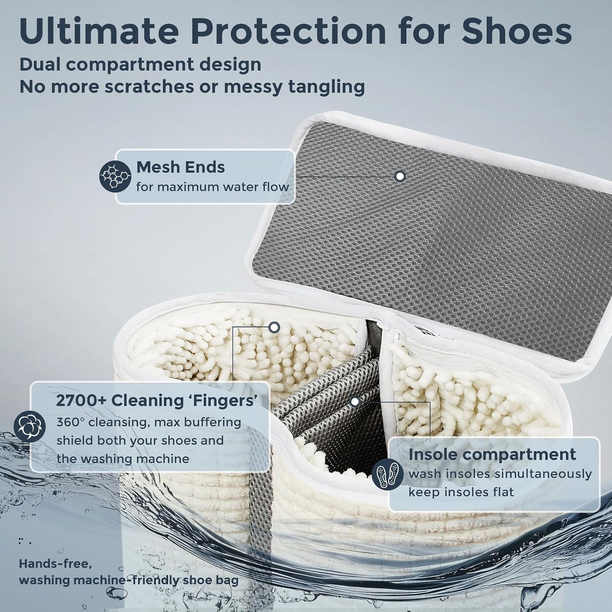 Shoe Washing Machine Bag for Sneaker Cleaning Laundry Shoe Bag, Beige