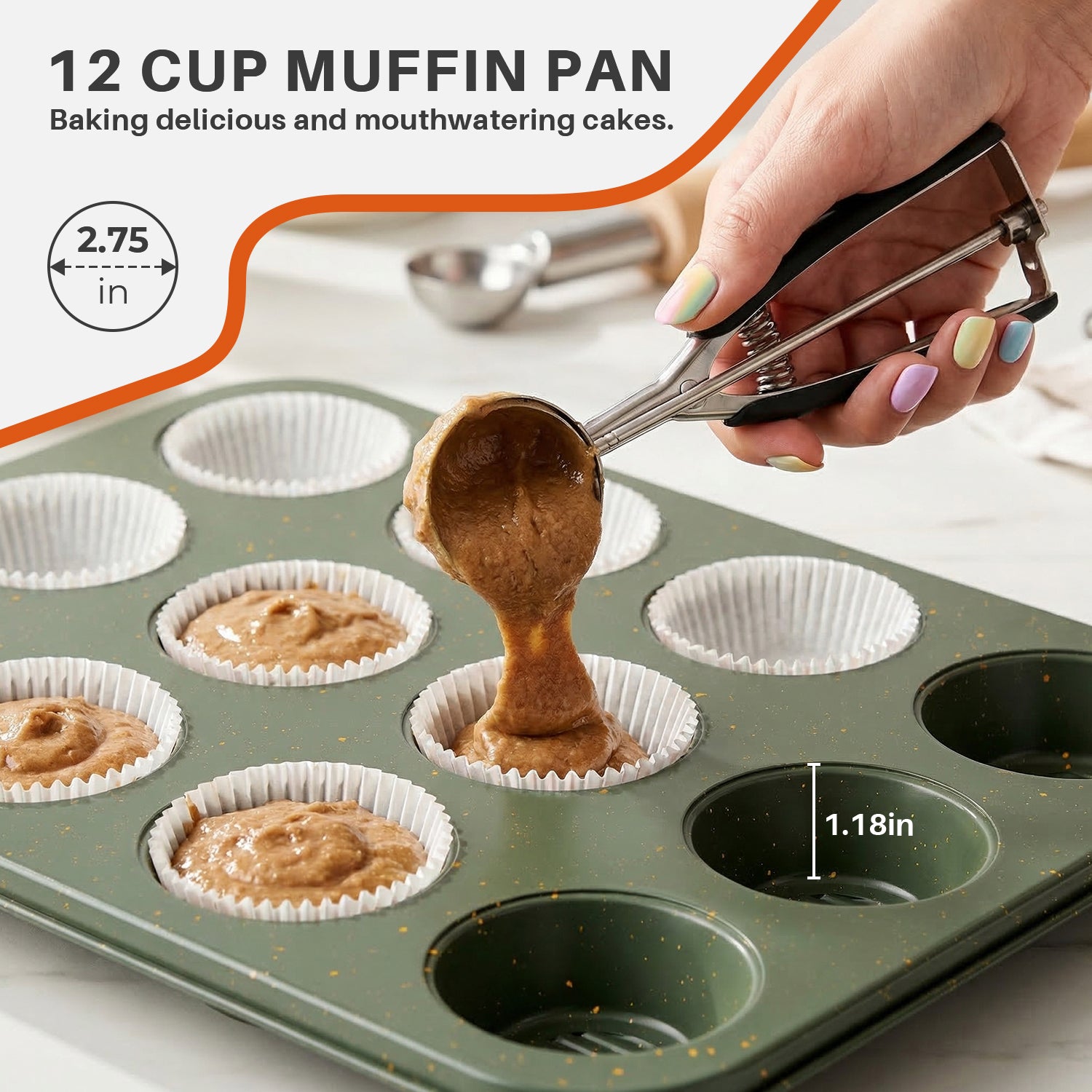 9pc Nonstick Ceramic Carbon Steel Bakeware Set, Stackable Oven Safe Baking Pans with Cooling Rack, Muffin & Cookie Sheet, Green