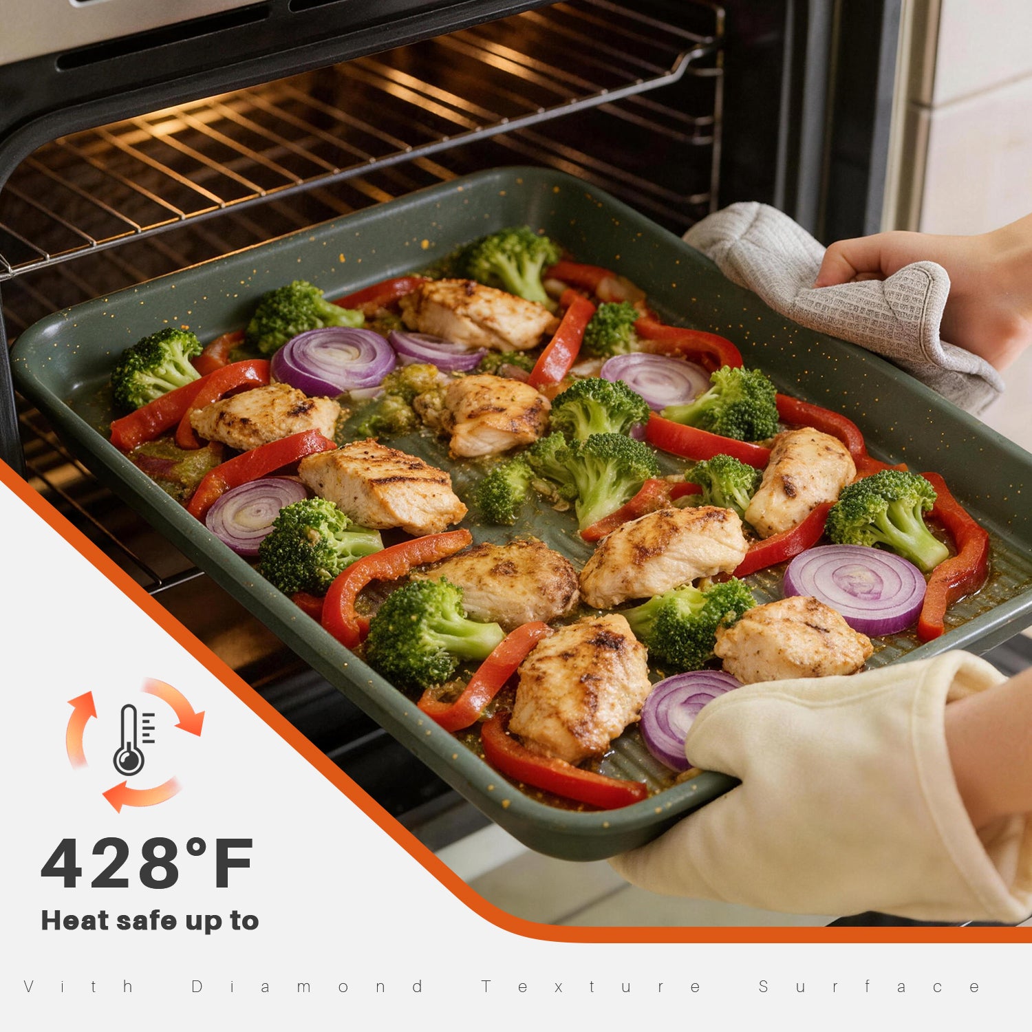 9pc Nonstick Ceramic Carbon Steel Bakeware Set, Stackable Oven Safe Baking Pans with Cooling Rack, Muffin & Cookie Sheet, Green
