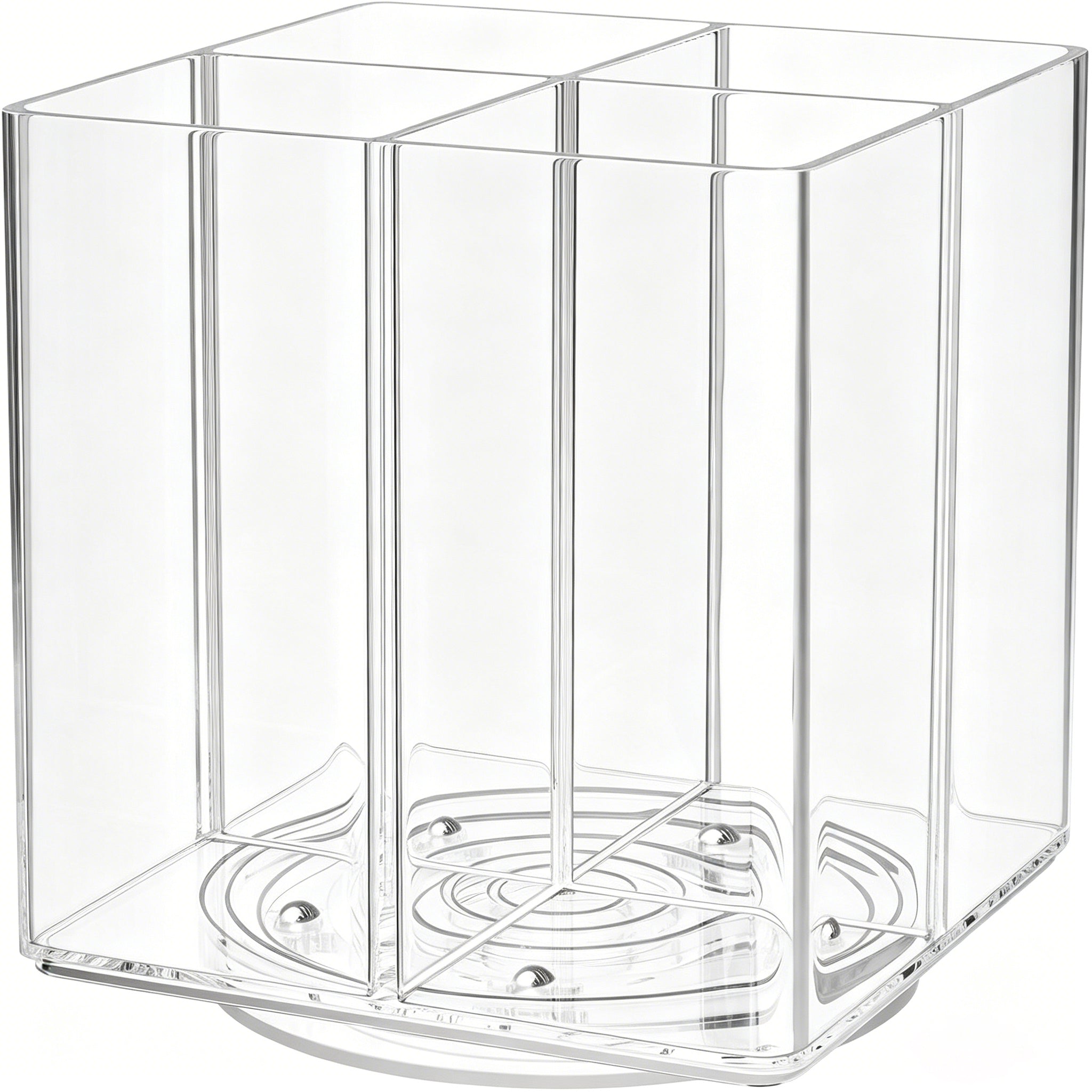 Slow Slog 360°Rotating Lazy Susan Storage Organizer,Divided Drink Packet Turntable with 4 Compartments for Kitchen & Living Room,Clear,Square