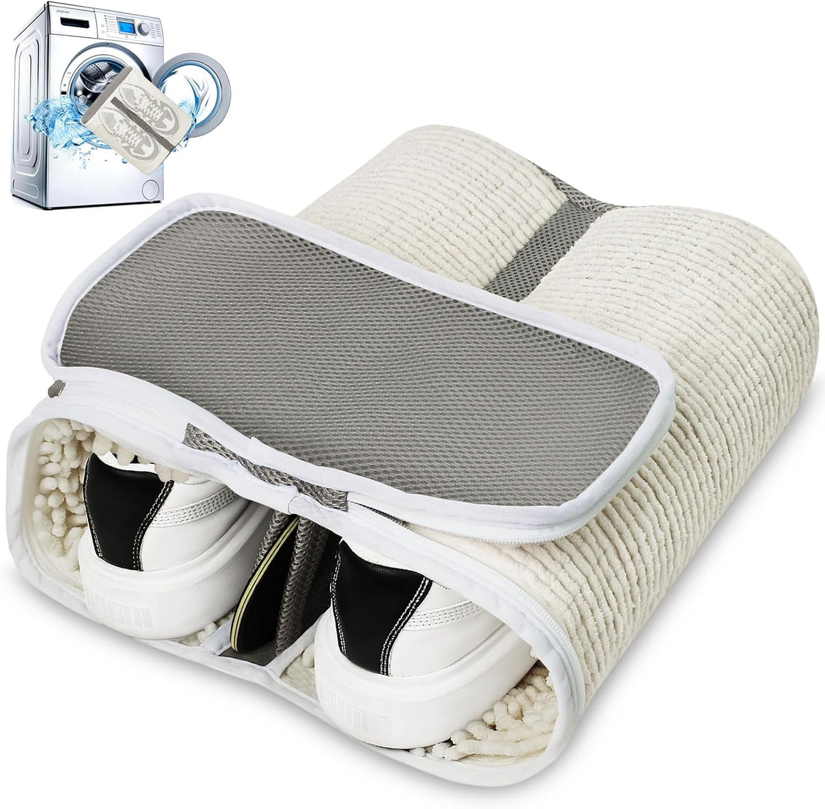 Shoe Washing Machine Bag for Sneaker Cleaning Laundry Shoe Bag, Beige