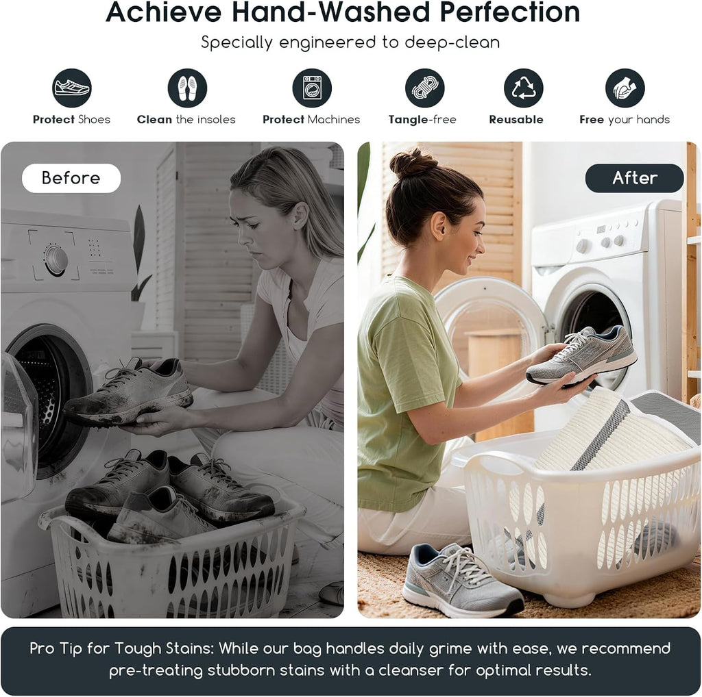 Shoe Washing Machine Bag for Sneaker Cleaning Laundry Shoe Bag, Beige